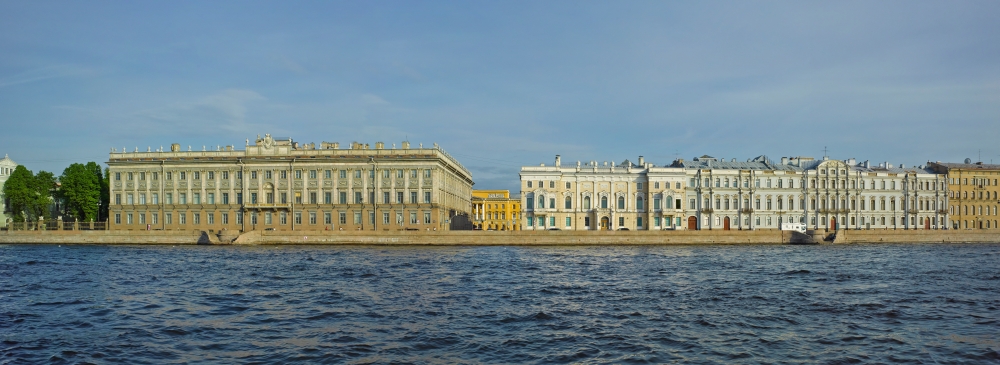 Buildings at the waterfront Winter Palace State Hermitage Museum Neva River Palace Square St Petersburg Russia Canvas Art - Panoramic Images (27 x 9)