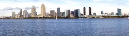 Buildings at the waterfront view from Coronado Island San Diego California USA 2010 Canvas Art - Panoramic Images (40 x 12)