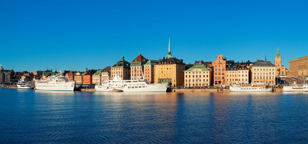 Buildings at waterfront Gamla Stan Stockholm Sweden Canvas Art - Panoramic Images (27 x 9)