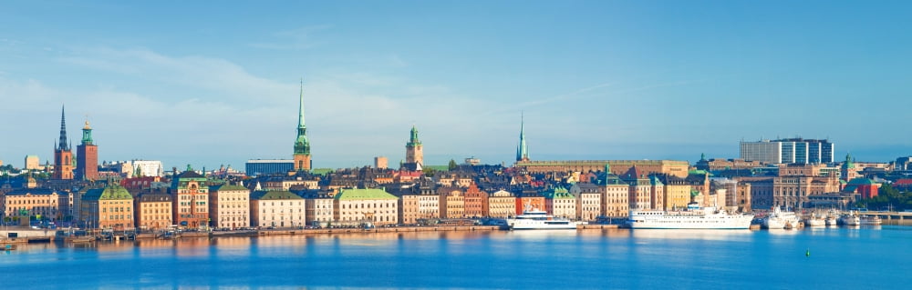 Buildings at waterfront Gamla Stan Stockholm Sweden Canvas Art - Panoramic Images (36 x 12)