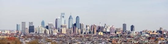 Buildings in a city Comcast Center City Hall William Penn Statue Philadelphia Philadelphia County Pennsylvania USA Canvas Art - Panoramic Images (42 x 12)