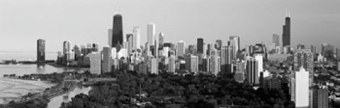 Buildings in a city view of Hancock Building and Sears Tower Lincoln Park Lake Michigan Chicago Cook County Illinois USA Canvas Art - Panoramic Images (36 x 12)