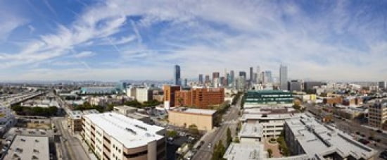 Buildings in Downtown Los Angeles Los Angeles County California USA 2011 Canvas Art - Panoramic Images (30 x 13)