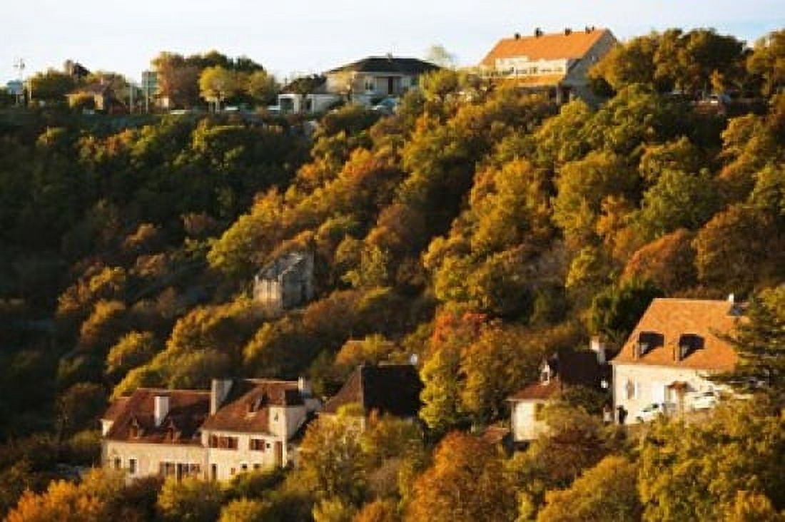 Buildings in LHospitalet village at sunset Rocamadour Lot Midi-Pyrenees France Canvas Art - Panoramic Images (36 x 24)