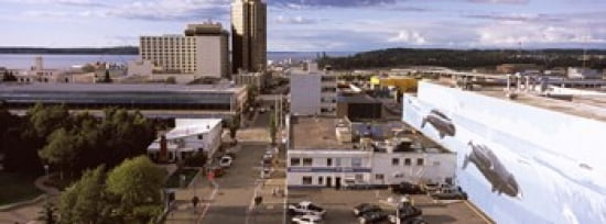 Buildings in a city Anchorage Alaska USA Canvas Art - Panoramic Images (36 x 13)