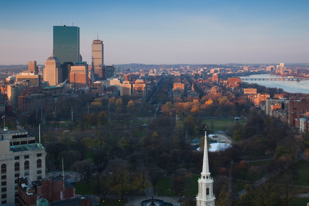 Buildings in a city Boston Common Back Bay Boston Massachusetts USA Canvas Art - Panoramic Images (36 x 12)