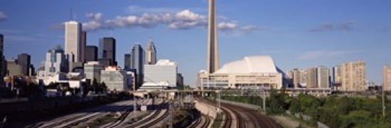 Buildings in a city CN Tower Toronto Ontario Canada Canvas Art - Panoramic Images (36 x 12)