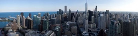 Buildings in a city Chicago Cook County Illinois USA 2010 Canvas Art - Panoramic Images (42 x 12)