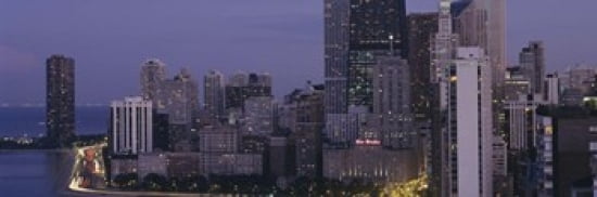 Buildings in a city Chicago Cook County Illinois USA Canvas Art - Panoramic Images (36 x 12)
