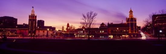 Buildings in a city Country Club Plaza Kansas City Jackson County Missouri USA Canvas Art - Panoramic Images (36 x 12)