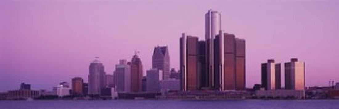 Buildings in a city Detroit Michigan USA Canvas Art - Panoramic Images (18 x 6)