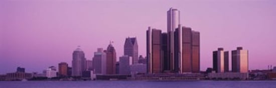 Buildings in a city Detroit Michigan USA Canvas Art - Panoramic Images (36 x 12)