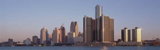 Buildings in a city Detroit Michigan USA Canvas Art - Panoramic Images (36 x 12)