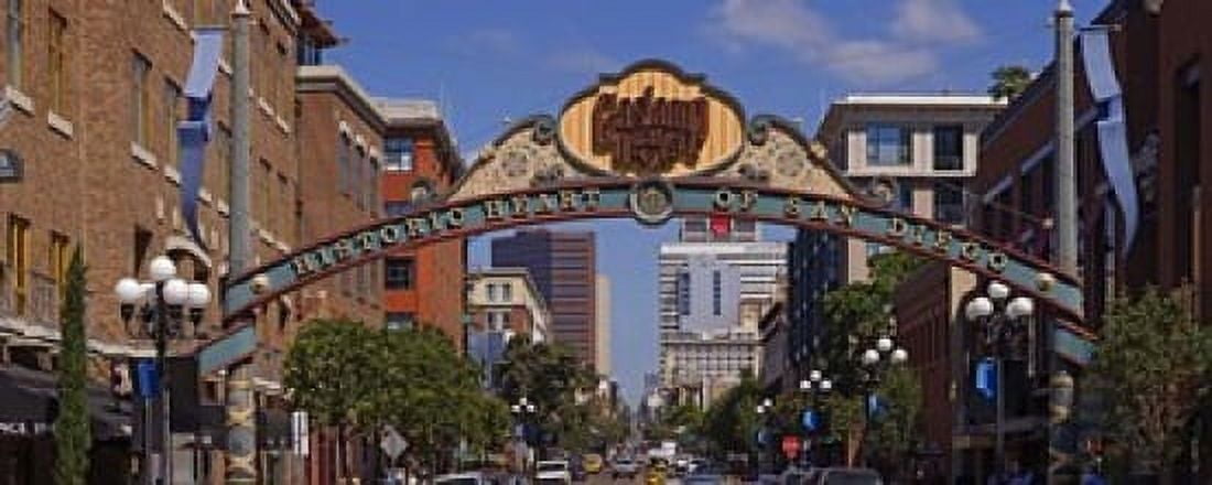 Buildings in a city Gaslamp Quarter San Diego California USA Canvas Art - Panoramic Images (15 x 6)