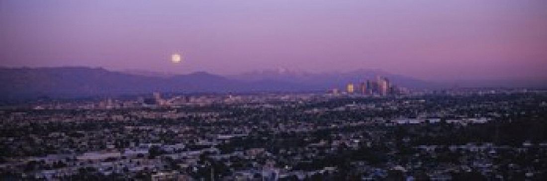 Buildings in a city Hollywood San Gabriel Mountains City Of Los Angeles Los Angeles County California USA Canvas Art - Panoramic Images (18 x 6)