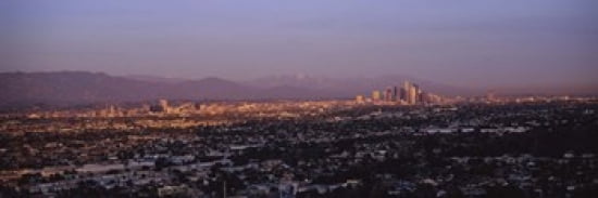 Buildings in a city Hollywood San Gabriel Mountains City Of Los Angeles Los Angeles County California USA Canvas Art - Panoramic Images (36 x 12)