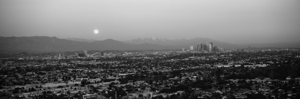 Buildings in a city Hollywood San Gabriel Mountains City Of Los Angeles Los Angeles County California USA Canvas Art - Panoramic Images (6 x 18)