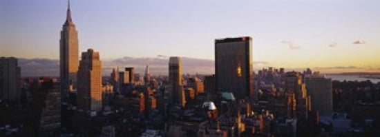 Buildings in a city Manhattan New York City New York State USA Canvas Art - Panoramic Images (36 x 13)