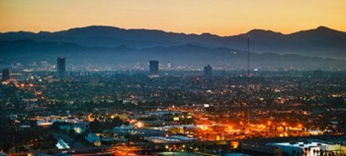 Buildings in a city Miracle Mile Hollywood Griffith Park Observatory Los Angeles California USA Canvas Art - Panoramic Images (30 x 14)