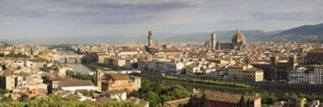 Buildings in a city Ponte Vecchio Arno River Duomo Santa Maria Del Fiore Florence Tuscany Italy Canvas Art - Panoramic Images (18 x 6)