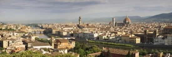 Buildings in a city Ponte Vecchio Arno River Duomo Santa Maria Del Fiore Florence Tuscany Italy Canvas Art - Panoramic Images (36 x 12)