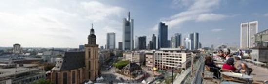 Buildings in a city St Catherines Church Hauptwache Frankfurt Hesse Germany 2010 Canvas Art - Panoramic Images (36 x 12)