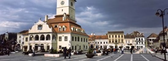 Buildings in a city Town Center Brasov Transylvania Romania Canvas Art - Panoramic Images (36 x 13)