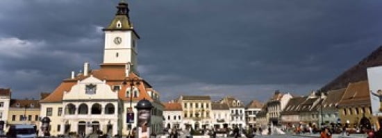 Buildings in a city Town Center Brasov Transylvania Romania Canvas Art - Panoramic Images (36 x 13)