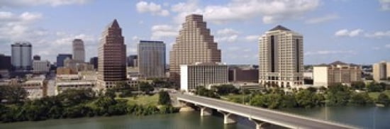 Buildings in a city Town Lake Austin Texas USA Canvas Art - Panoramic Images (36 x 12)