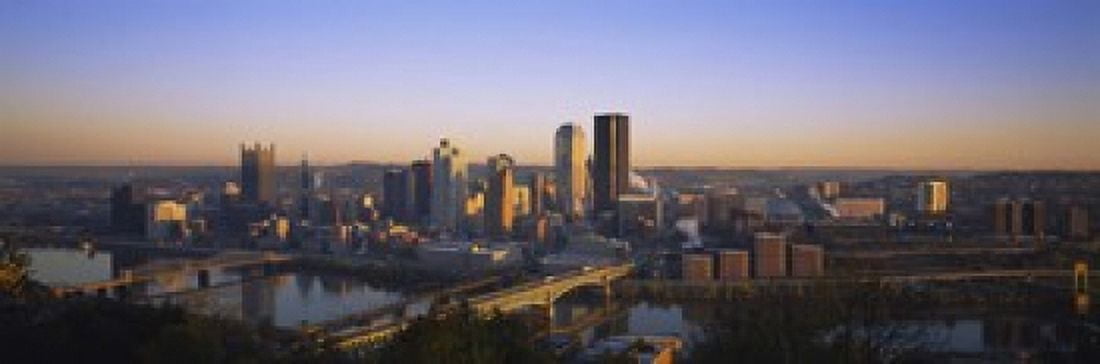Buildings in a city at dawn Pittsburgh Pennsylvania USA Canvas Art - Panoramic Images (18 x 6)