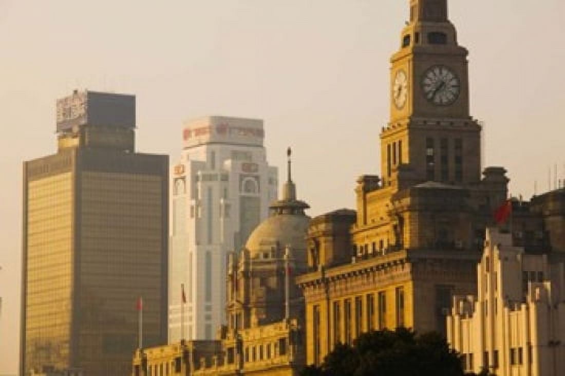 Buildings in a city at dawn The Bund Shanghai China Canvas Art - Panoramic Images (36 x 24)