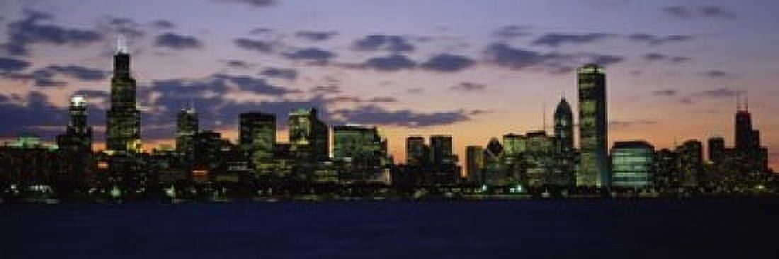 Buildings in a city at dusk Chicago Illinois USA Canvas Art - Panoramic Images (18 x 6)