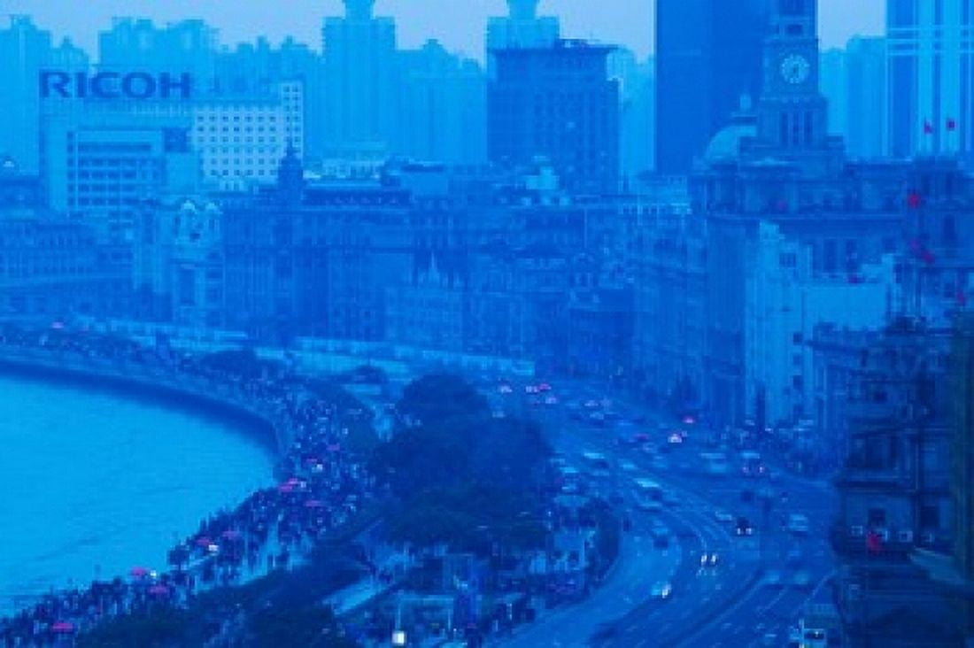 Buildings in a city at dusk The Bund Shanghai China Canvas Art - Panoramic Images (36 x 24)