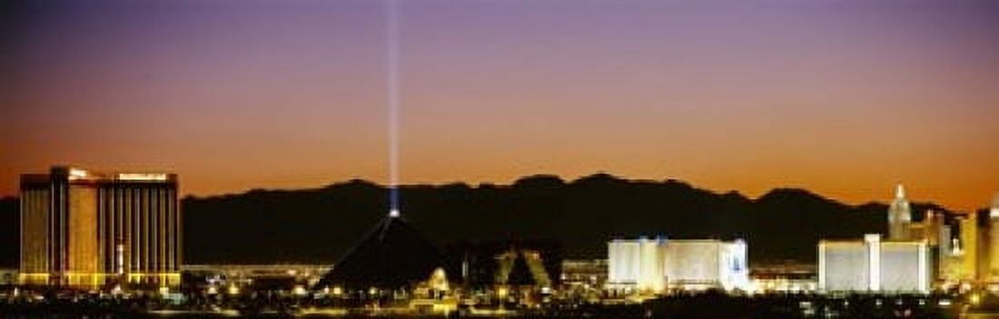 Buildings in a city lit up at night Las Vegas Nevada USA Canvas Art - Panoramic Images (18 x 6)