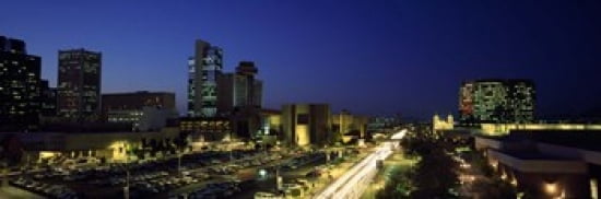 Buildings in a city lit up at night Phoenix Maricopa County Arizona USA Canvas Art - Panoramic Images (36 x 12)