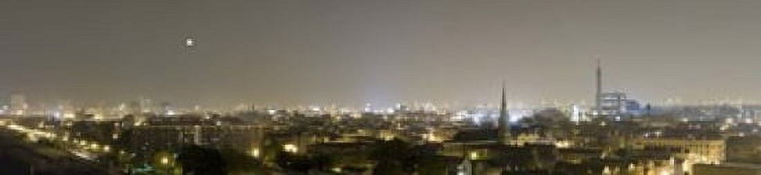 Buildings in a city lit up at night Pilsen Chicago Illinois USA Canvas Art - Panoramic Images (40 x 10)
