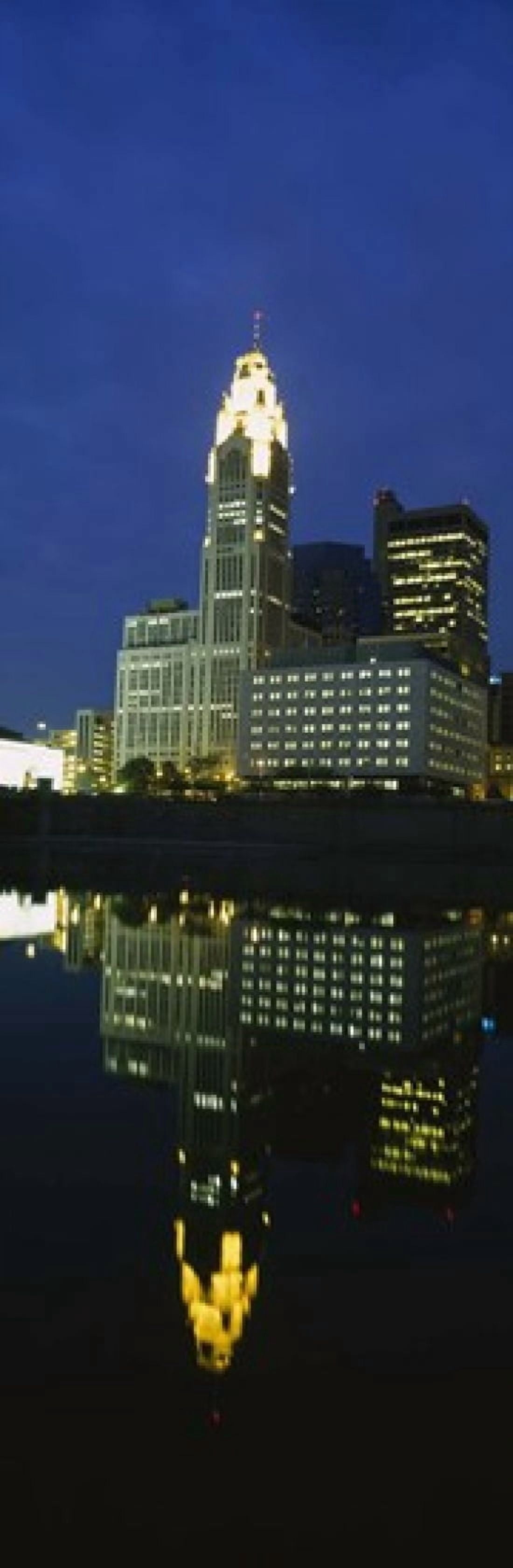 Buildings in a city lit up at night Scioto River Columbus Ohio USA Canvas Art - Panoramic Images (18 x 6)