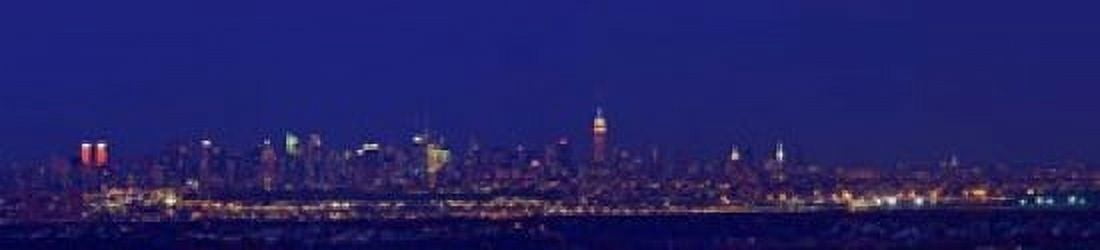 Buildings in a city lit up at night Upper Manhattan Manhattan New York City New York State USA Canvas Art - Panoramic Images (40 x 10)