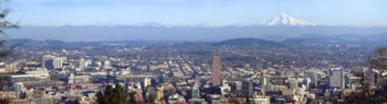 Buildings in a city viewed from Pittock Mansion Portland Multnomah County Oregon USA 2010 Canvas Art - Panoramic Images (42 x 12)