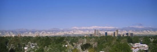 Buildings in a city with a mountain range in the background Denver Colorado USA Canvas Art - Panoramic Images (36 x 12)