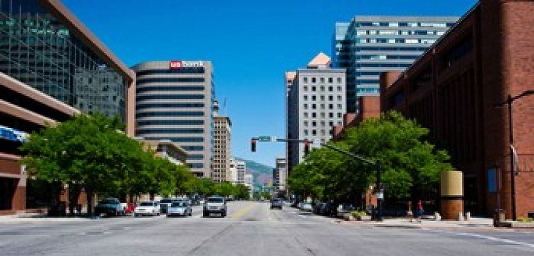 Buildings in a downtown district Downtown Salt Lake City Salt Lake City Utah USA Canvas Art - Panoramic Images (24 x 12)