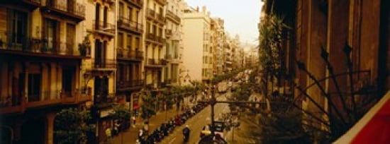 Buildings in a row Catalonia Barcelona Spain Canvas Art - Panoramic Images (18 x 7)