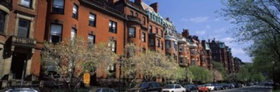 Buildings in a street Commonwealth Avenue Boston Suffolk County Massachusetts USA Canvas Art - Panoramic Images (36 x 12)