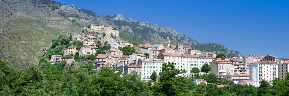 Buildings in a town Corte Haute-Corse Corsica France Canvas Art - Panoramic Images (27 x 9)