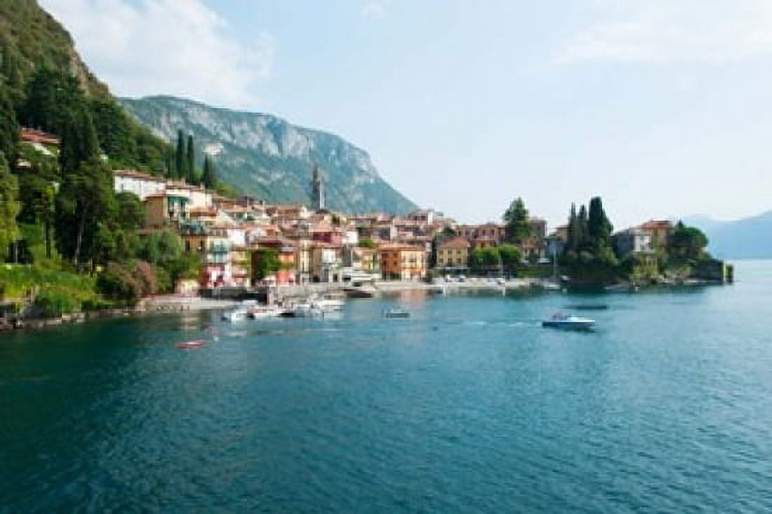 Buildings in a town at the waterfront Varenna Lake Como Lombardy Italy Canvas Art - Panoramic Images (36 x 24)
