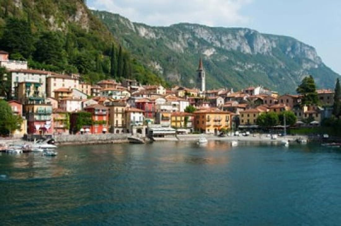 Buildings in a town at the waterfront Varenna Lake Como Lombardy Italy Canvas Art - Panoramic Images (36 x 24)