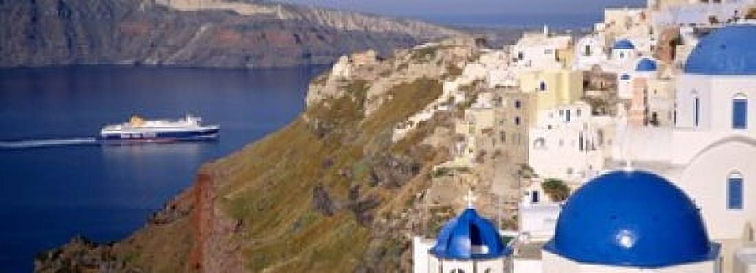 Buildings in a valley Santorini Cyclades Islands Greece Canvas Art - Panoramic Images (18 x 7)