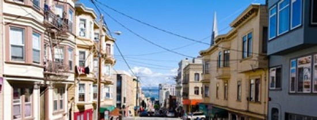 Buildings in city with Bay Bridge and Transamerica Pyramid in the background San Francisco California USA Canvas Art - Panoramic Images (30 x 12)