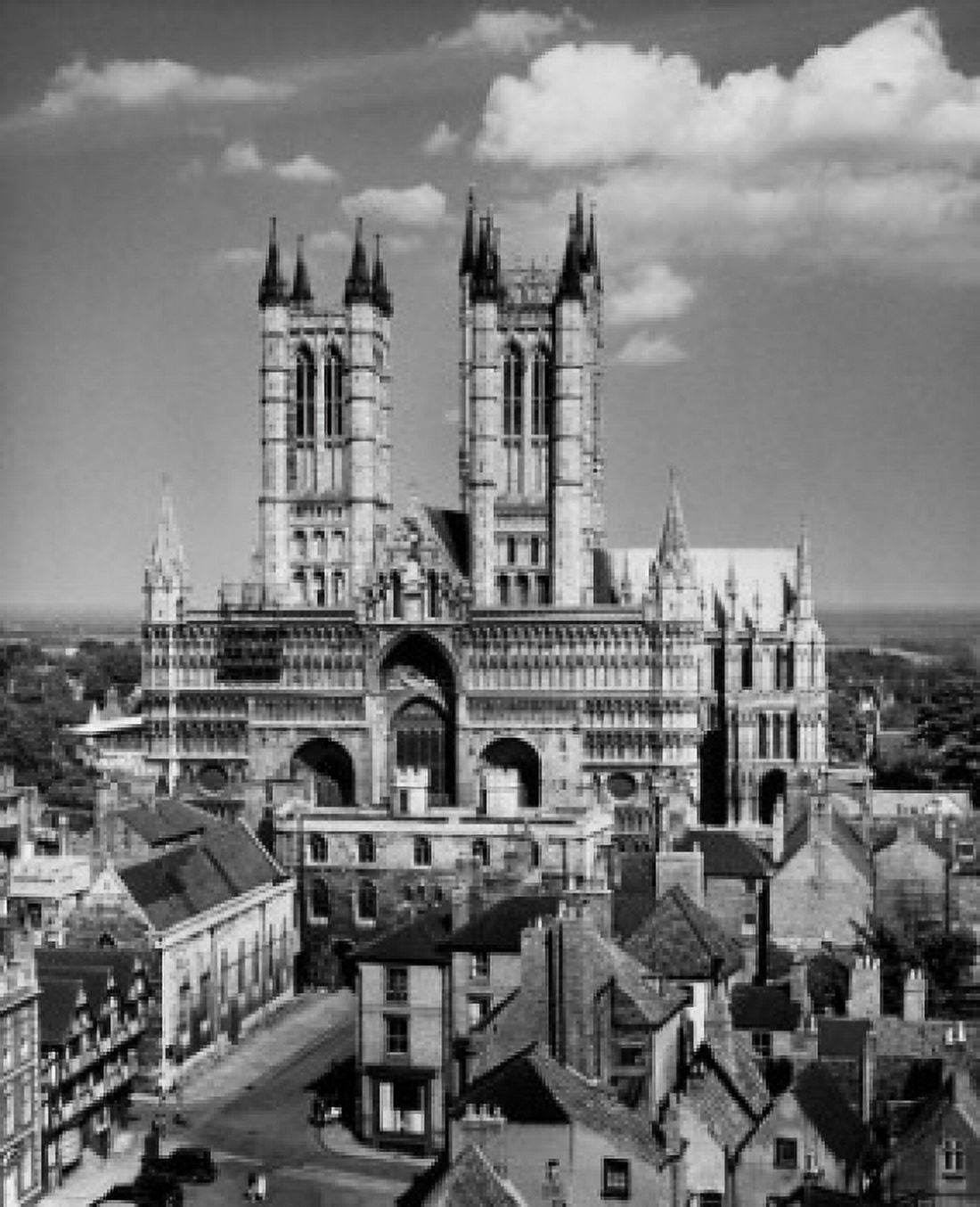 Buildings in front of a cathedral Lincoln Cathedral Lincoln England Canvas Art - (18 x 24)