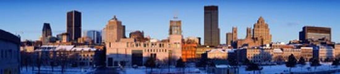 Buildings in winter Montreal Quebec Canada 2012 Canvas Art - Panoramic Images (44 x 10)